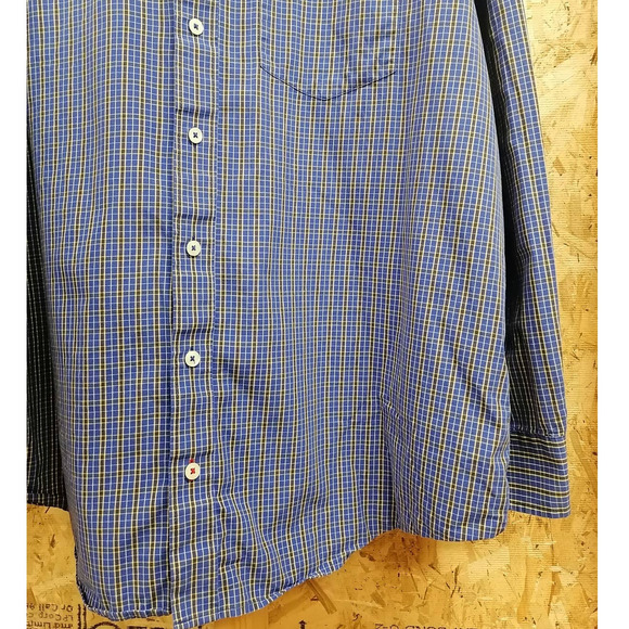 IZOD Blue Yellow Small Plaid Long Sleeve Button down Dress shirt Size 2XL - Picture 3 of 8